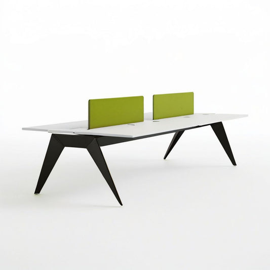 Doppelarbeitsplatz 240 x 120 x 74 cm in Weiss, Schwarz und Grün