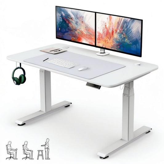 Elektrisch höhenverstellbarer Schreibtisch Weiss 140 x 70 cm, Höhe 72–116 cm