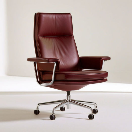 Drehbarer Chefsessel aus PU-Kunstleder Bordeauxrot mit Armlehnen, 66 x 68 x 112–122 cm
