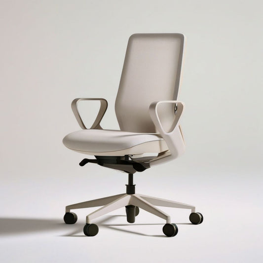 Drehbarer Bürostuhl mit Armlehnen und Rollen, 64 x 64 x 112–122 cm, Beige