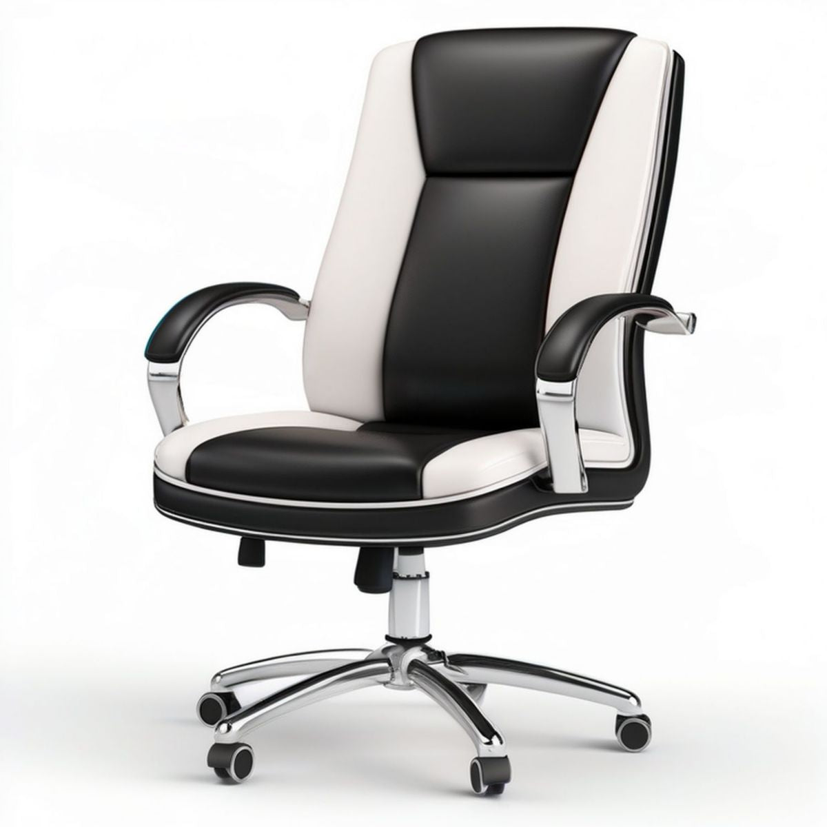 Bürostuhl höhenverstellbar mit Wippfunktion, Schwarz/Weiss, 65 x 65 x 110–120 cm